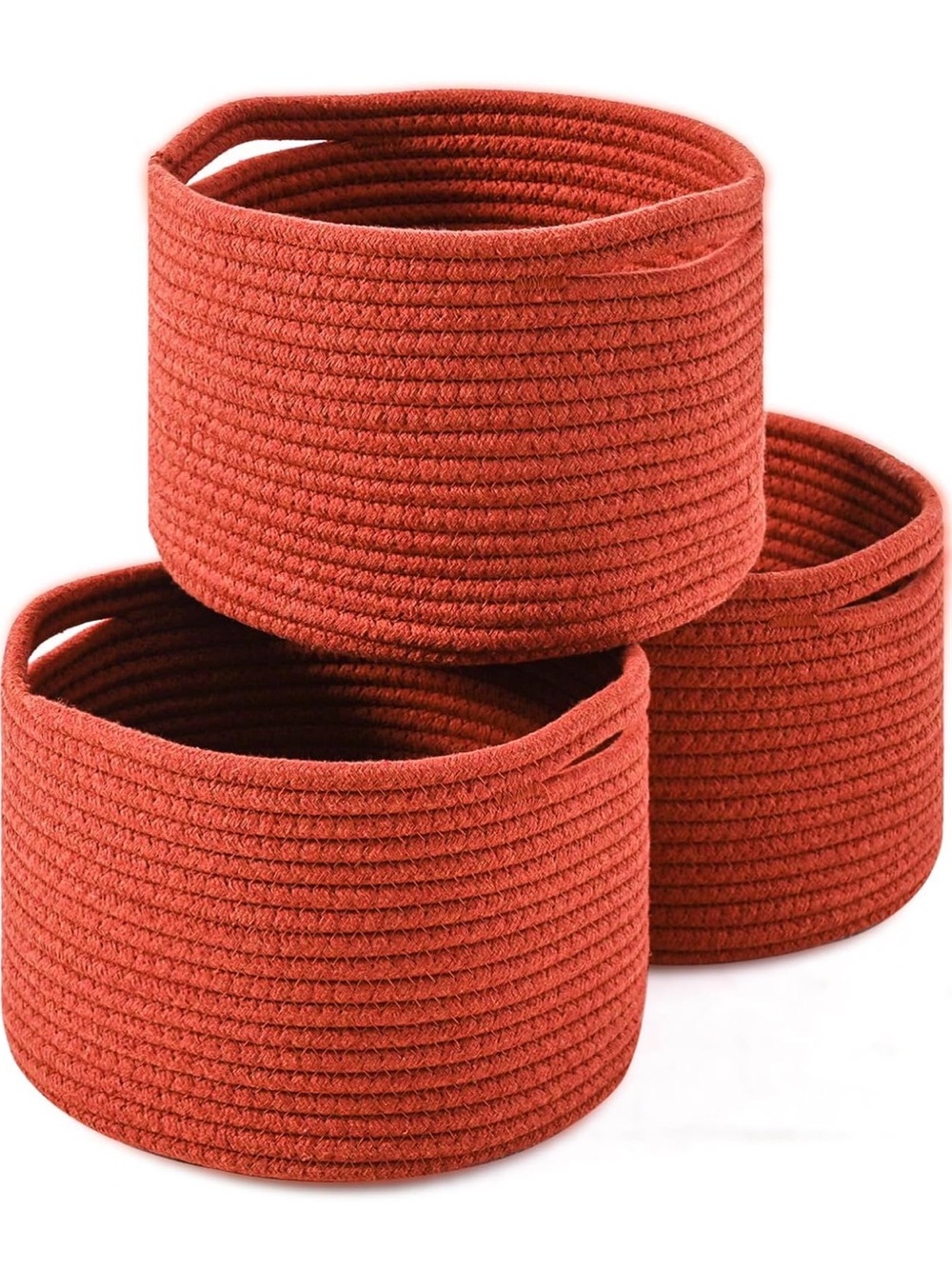 Woven Rope Storage Basket Set - Red
